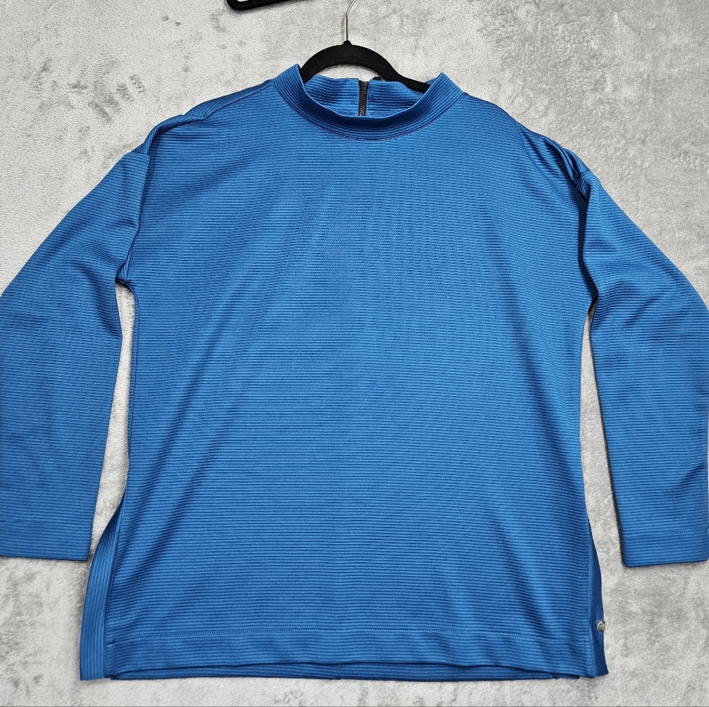 Levelwear Men's XL Long Sleeve Mock Neck Shirt - Vibrant Blue Performance Top -